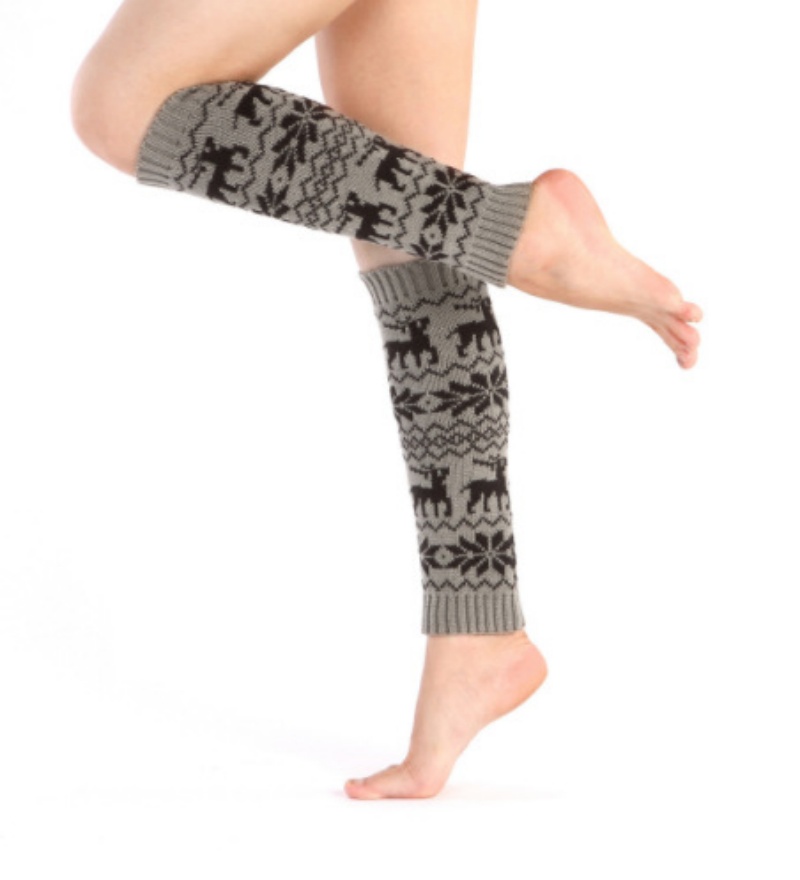 Winter Long Leg Warmers Womens Bohemian Thermal Wool Knitted Boot Toppers Socks